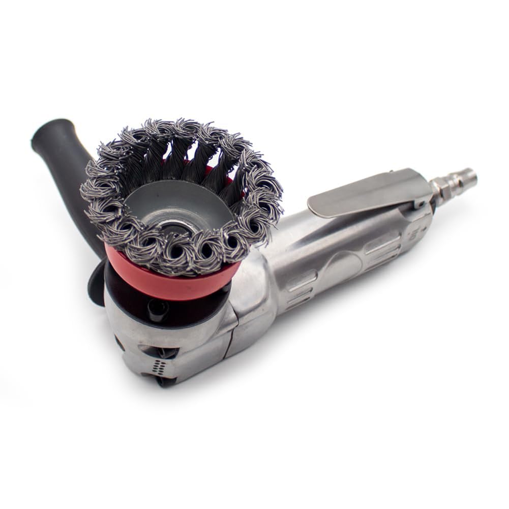Gertrude 75 Mm Pneumatische Drahtcupbürste, 11000 Umdrehungen Pro Minute Metallrostentfernungswerkzeug Luftbetriebene Reinigungspolierbürste Für Metalloberflächen MAG-9000 Silver,1