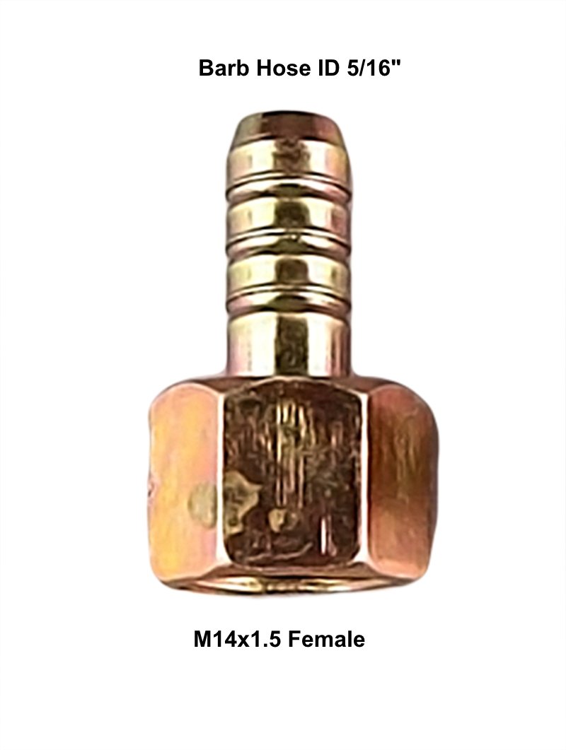 Metric Thread M14 M14X1.5 Female to Barb Hose ID 5/16” Swivel Steel