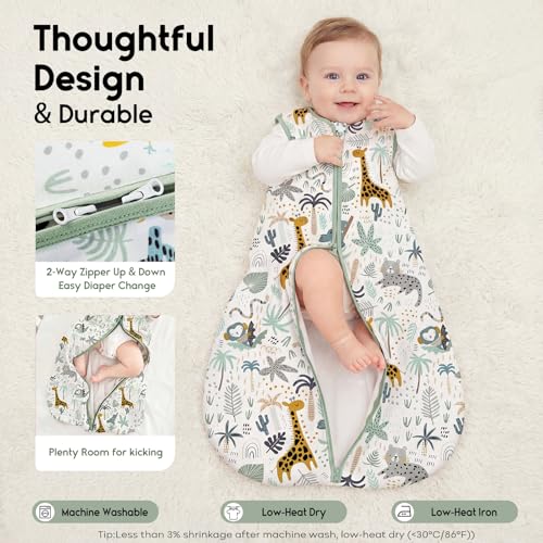 Image of Yoofoss Baby Sleep Sack 0-6 Months TOG 1.0 Baby Wearable Blanket, 2 Pack 100% Organic Cotton Infant Toddler Sleeping Sack 2-Way Zipper Lightweight Sleep Sack