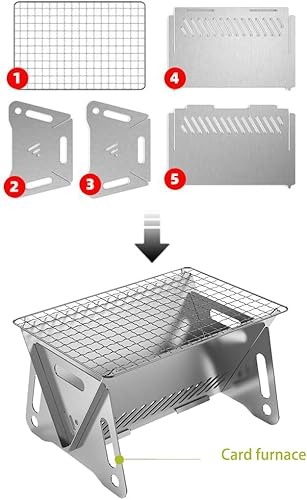 Miniatura 3 de Juego de utensilios de cocina para campamento, 10 piezas de utensilios para 3 personas, sartén de acero inoxidable, olla, hervidor, estante para