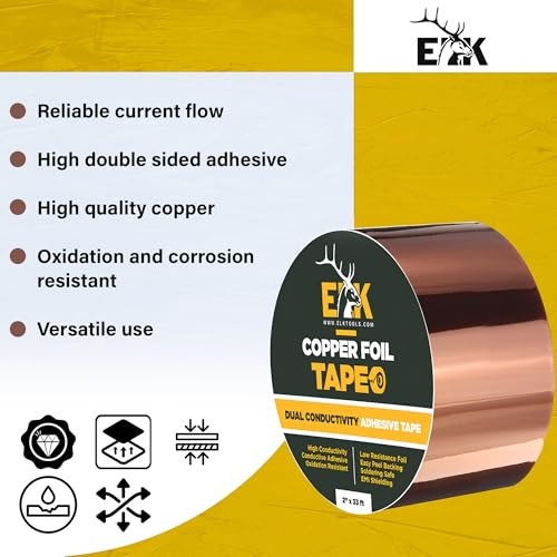 ELK Copper Foil Tape with Conductive Adhesive for Guitar, EMI Shielding, Crafts, Electrical Repairs