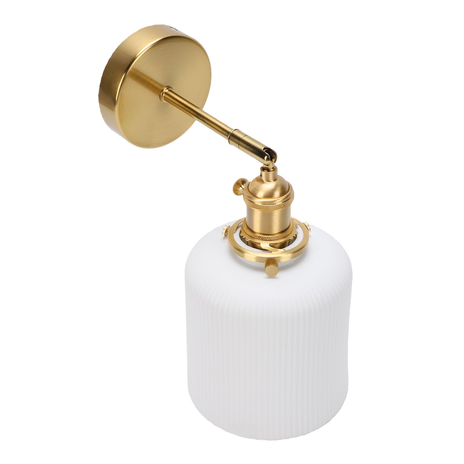 FTVOGUE E27 LED Kinkiet Mosiężny z Łańcuszkiem Ceramiczny Klosz Podtynkowy