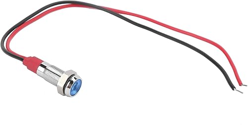 Miniatura 8 de Luz indicadora de metal LED, 0.236in, lámpara de señal impermeable 6 V con alambre para coche, camión, camión, barco, velocímetro, cuentakilómetros