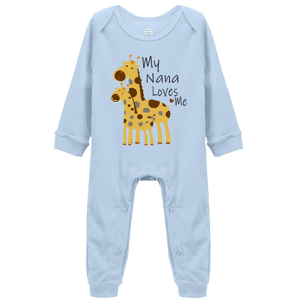 Tiansiaben Blue-3 My Nana Loves Me Blue Long Sleeve Rompers Baby Bodysuits Outfits Infant Clothes Romper 0-3 Months