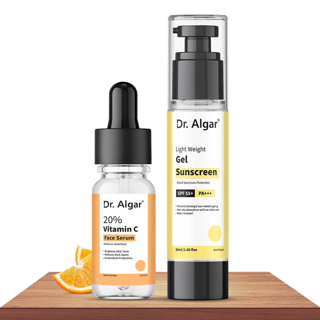 Vitamin C Face Serum and SPF 50 Sunscreen Combo, Brightening & Sun Protection, Face Care, Unisex Adult, 10ml + 50ml-image-38