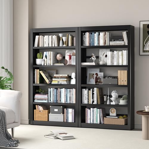 Image of VASAAOSD Metal Bookshelf, Adjustable Black Bookcase, 5 Tier, 61 inch Tall | Sturdy Metal, Adjustable, Toolless Easy Assembly Book shelves, For Home Office, Living Room, Bedroom, Library