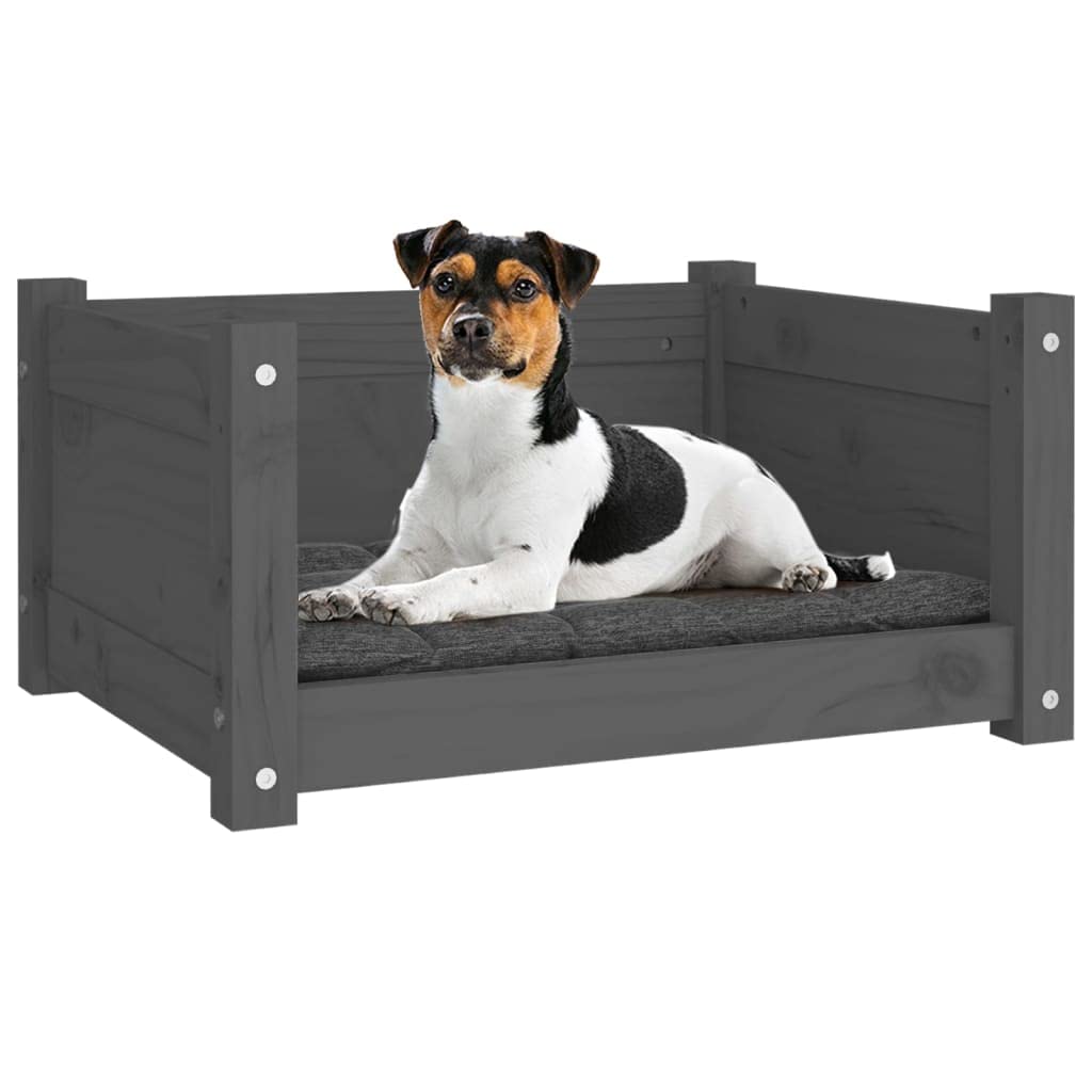 vidaXL Cama para Perros Madera Maciza de Pino Gris 55,5x45,5x28 cm Mascotas