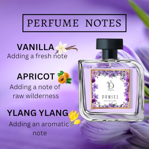 Image of Dionii DAMSEL Womens Eau De Parfum Perfume | Long Lasting Vanilla Fragrance With Apricot & Ylang Ylang, 100 ML