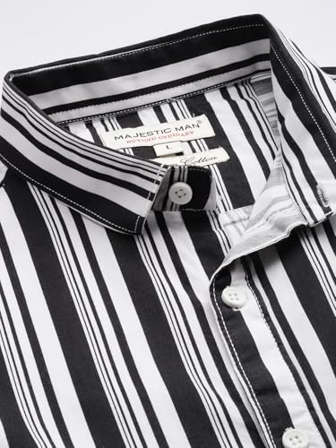 Image of Majestic Man Men's Standard Slim Fit Striped Pure Cotton Casual Shirt