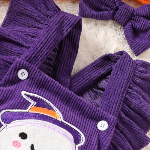 SAYOO My First Halloween Baby Girl Outfit Newborn Corduroy Ghost Skeleton Embroidery Romper Jumpsuit Infant 2Pcs Clothes4