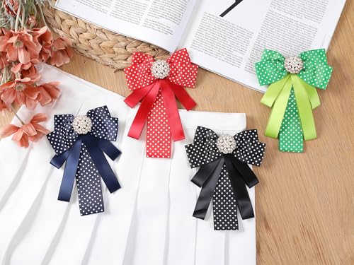 Image of Ribbon Polka Dots Bow Ties Cute Bowties for Women, Clip Fashion Collar Decoration