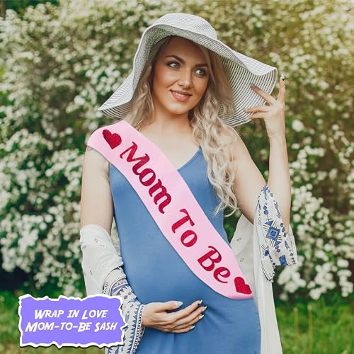 Image of WOBBOX Baby Shower Pink Sash Daddy to Be Mom to Be