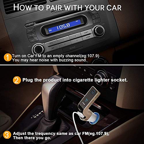 Image of BKN Universal Car Bluetooth- CARG7 FM Transmitter Car Kit for Hands Free Call Receiver /Car Stereo Music Player /TF Card /Aux Mobile Connector and USB Mobile Charger for All Cars & Smartphones (Random)