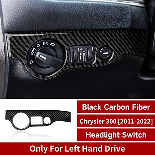 Image of Car Headlight Switch Control Cover Decals for 2011-2023 Chrysler 300 / 300C / 300S / Limited /Touring /Base Accessories Carbon Fiber Stickers