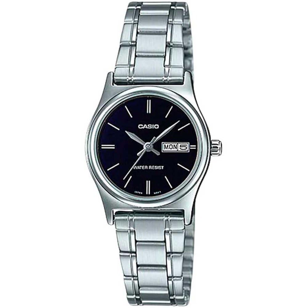 Casio LTP-V006D-1B2 Women's Standard Stainless Steel Black Dial Date Watch