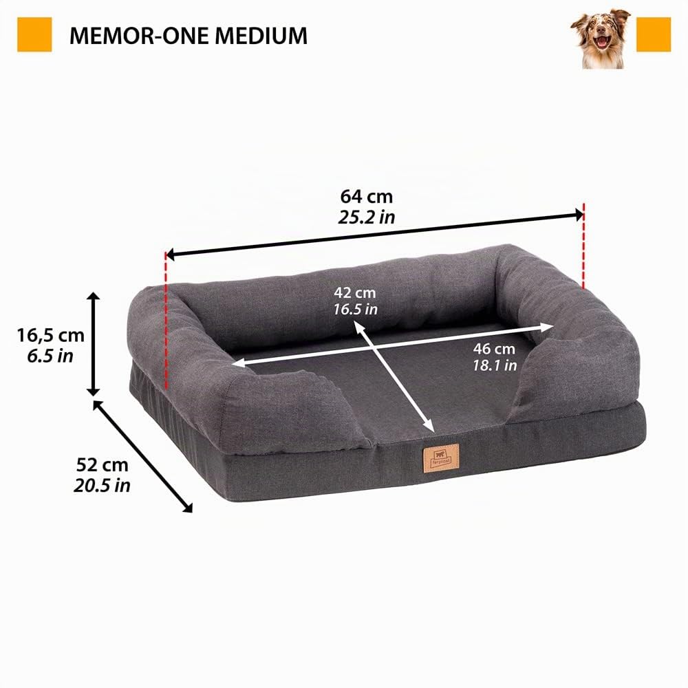 Ferplast Cama ortopédica para Perros MEMOR-One M Memory Foam Espuma de Memoria, Retirable Funda Extraíble, Lavable
