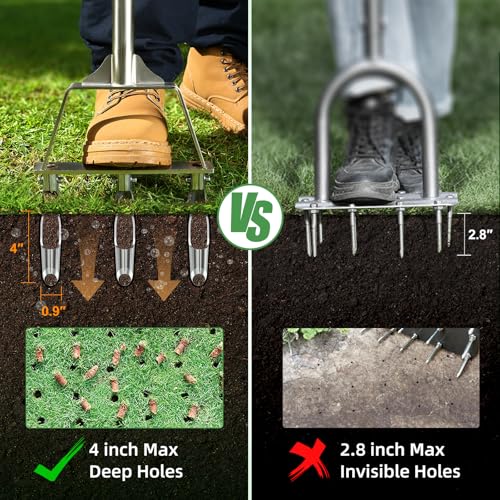 Manual Core Aerator with 3 Hollow Tines