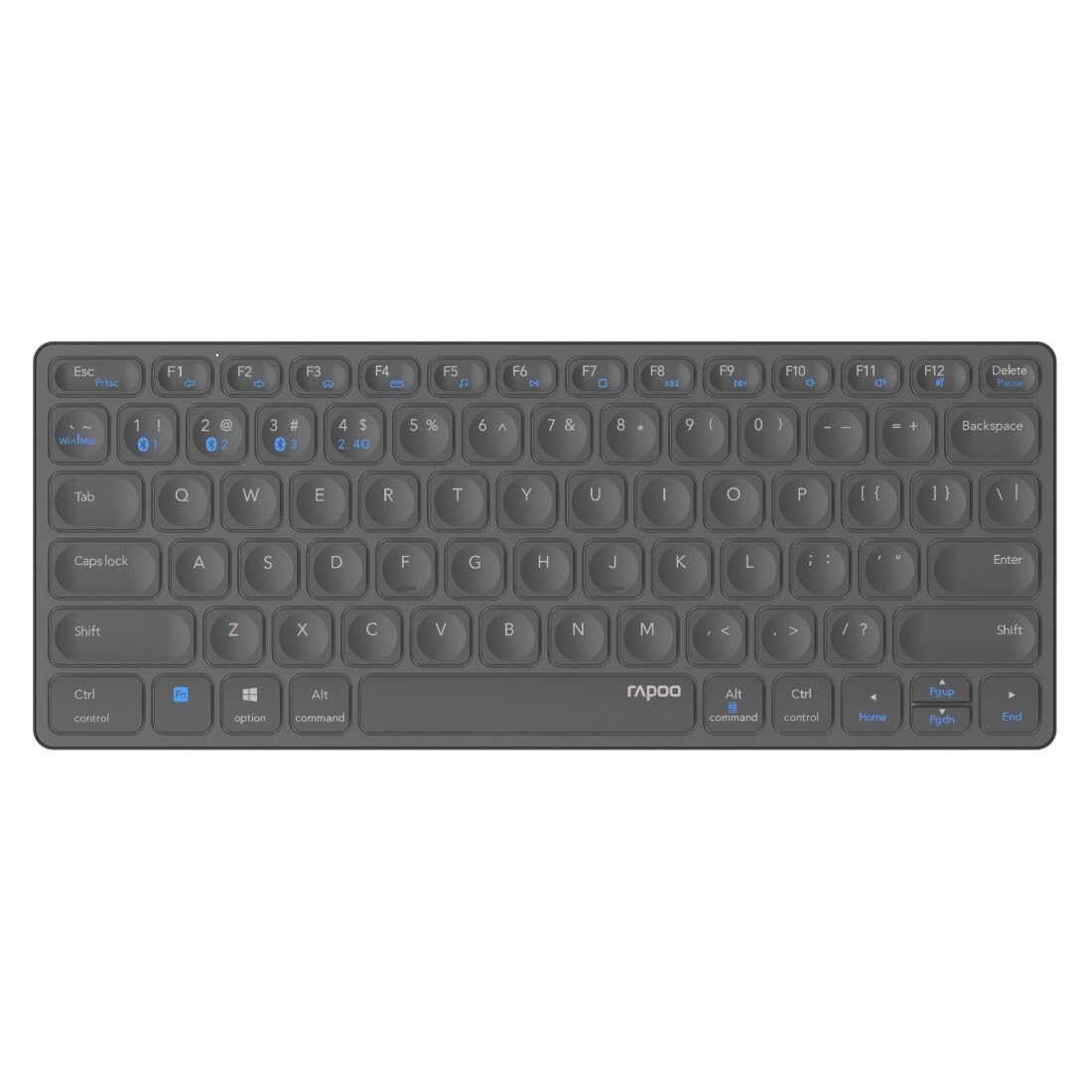 Rapoo E9600M Teclado inalámbrico inalámbrico Diseño Plano de Aluminio Batería Recargable ecológica Diseño alemán QWERTZ PC & Mac - Gris Oscuro