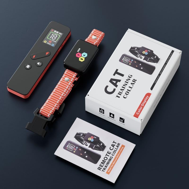 Cat Training Collar Cat Bark Collar with Remote Electric Cats Shock Collar 3300FT IP67 Waterproof 3 Training Modes Beep Vibration Shock Mode Top Meowing Effective for Bad Behavior Rose Pink