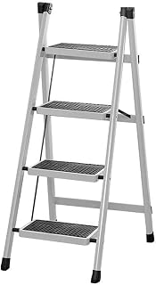 Step Ladder Carbon Steel Folding Ladder 4-Step Loft Ladder Lightweight Portable Steps Stool Multipurpose Load 150kg/330lbs