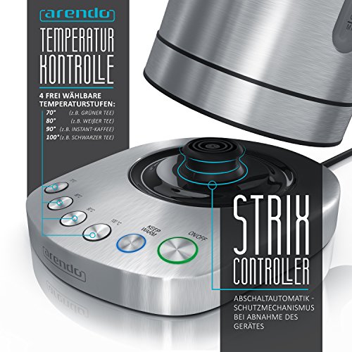 3000 Watt Edelstahl Wasserkocher mit Temperaturstufen - 4 wählbare Temperatureinstellungen - Warmhaltefunktion 30min… – Bild 3