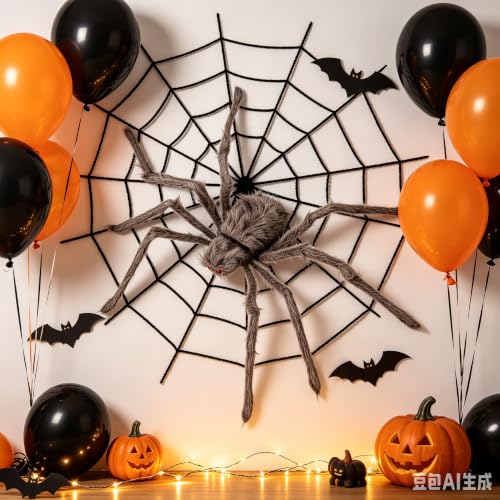 2 Pieces Horror Theme Creepy Giant Halloween Spiders for Outdoor Decor - image 6
