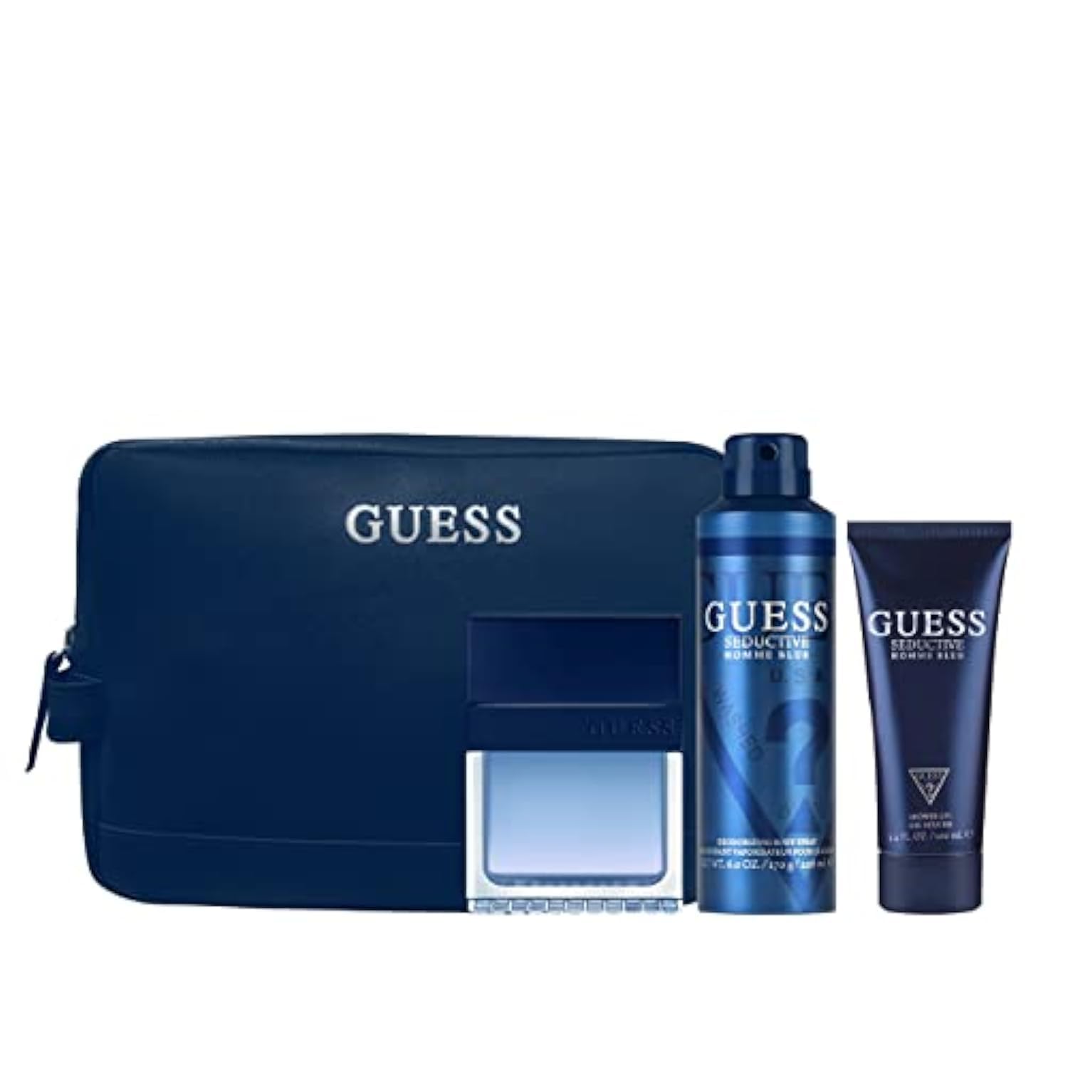 Guess Seductive Homme Blue Men Gift Set (Eau De Toilette 100Ml + Shower Gel 100Ml + Body Woody Spray 170G + Pouch)-image-26