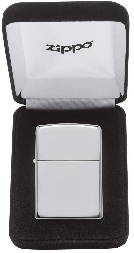 Zippo Sturmfeuerzeug - High Polish Sterling Silver, Base Model - Nachfüllbar - Wiederverwendbar - Windfestes Design - Geschenkbox - Made in USA
