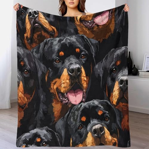 Couverture polaire Rottweiler 3D microfibre moelleuse 150x200 cm