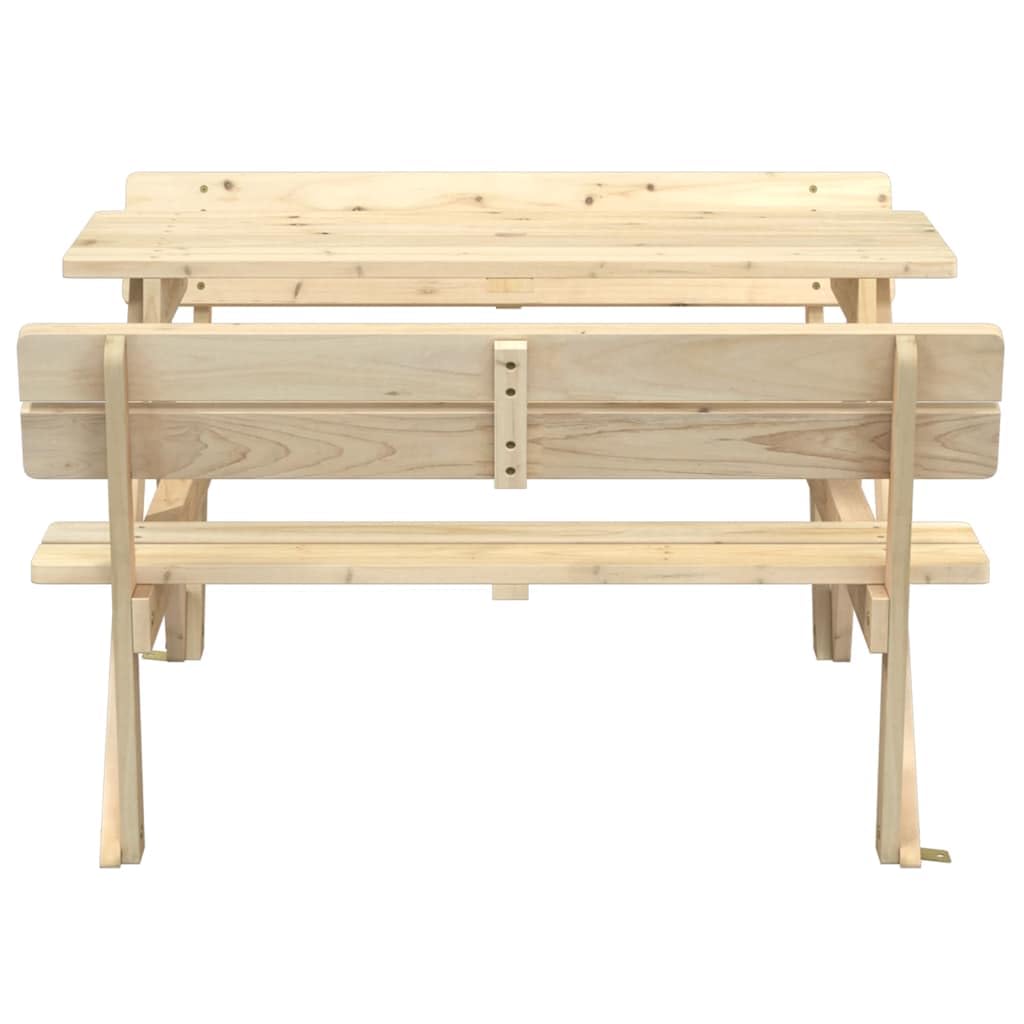 Tavolo da Picnic in Legno di Abete Massello con Panche Integrate 2 in 1 per Bambini, Set per Giardino e Spazi Esterni con Foro Ombrellone e Struttura Stabile a Forma W