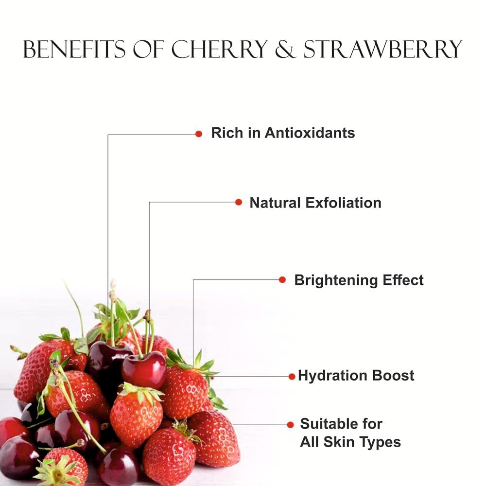 PRATHNA CREATION Cherry & Strawberry Face Wash for Glowing & Bright Skin | Fruity Fresh Cleanser for Men & Women | Gentle Foaming Face Wash for Smooth & Radiant Skin | 100ml (CHERRY & STRAWBERRY) 3