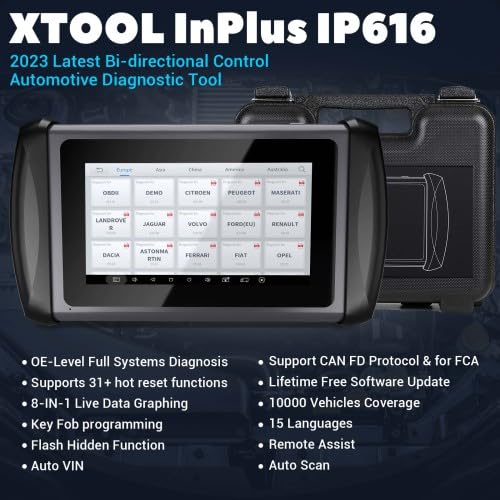 X-Tool InPlus IP616 OBD2 Herramienta de diagnóstico automotriz para coche y programador de llaves con 31 servicio de reset. Actualización gratuita de por vida