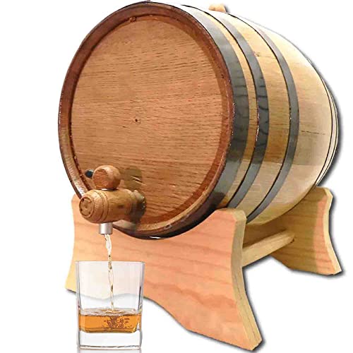 5 Gallon Oak Aging Barrel with Stand, Bung and Spigot - Wooden Whiskey Barrel Wine Barrel (20 Liter) - For The Home Brewer, Distiller, Wine Maker and Cocktail Aging Bartender