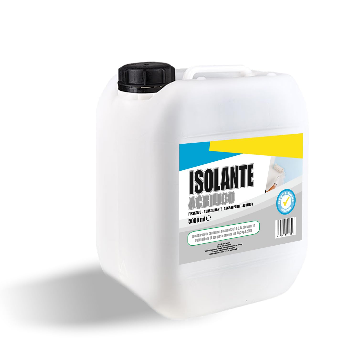 HYTAMA TOOLS Isolante Acrilico Fissativo, Consolidante, Aggrappante a Base Acqua per Interni ed Esterni tanica 5 lt