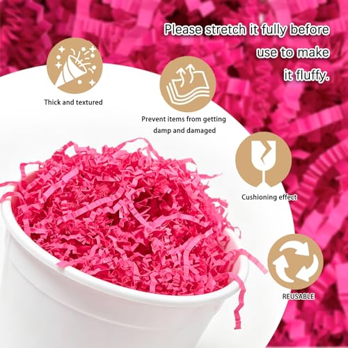 Image of Zankubom 1 /2LB Hot Pink Crinkle Cut Paper Shred Filler Great for Gift Wrapping, Basket Fillers, Birthday, Gift Wrapping, Anniversary, Halloween Thanksgiving Christmas Party Decor Filling Supplies