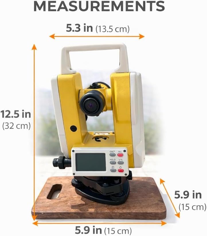 Digital Theodolite for Surveying, Electronic Transit Level with LCD Display, 360° Angle Measurement, Battery Powered Survey Instrument