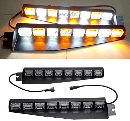 wecade® 48 LED 12V 48W Dashboard Deck Truck Boat Windshield Emergency Warning Flashlight Strobe Light Lamp Bar with Suction Cups (Amber/White)