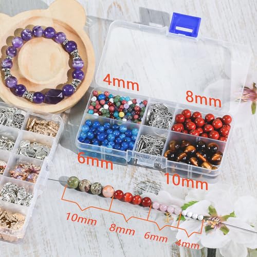 Naturstein Perlen Edelstein Perlen,45 stück 8mm Naturstein Rhodolith Edelsteinperlen Polierte Runde Edelsteine Zum Auffädeln Edelsteine Steinperlen für Armbänder Ketten DIY Schmuck Basteln