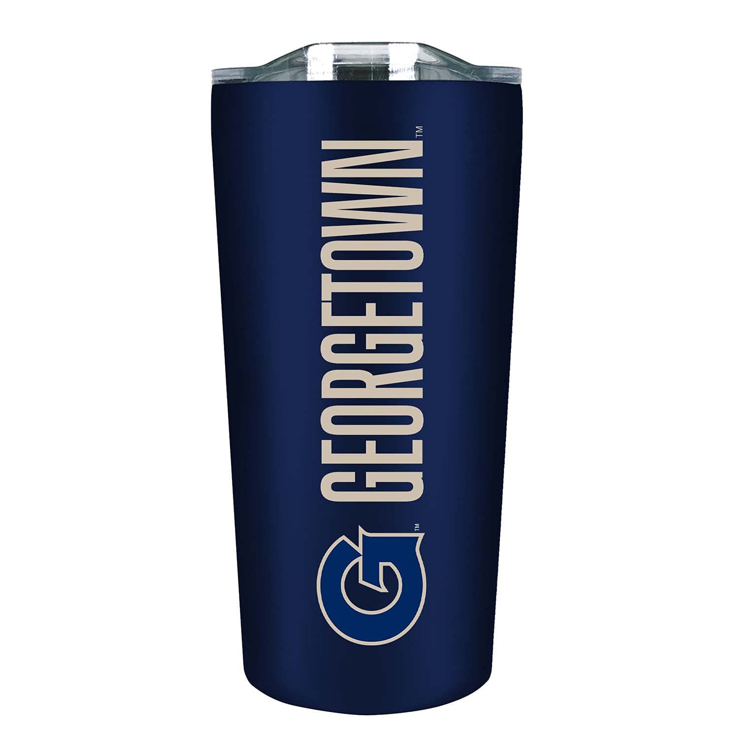 Campus Colors NCAA Stainless Steel Tumbler perfect for Gameday - 18 oz - Double Walled - Keeps Drinks Perfectly Insulated (Georgetown Hoyas - Navy)