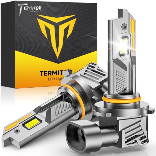 Termitor 9012/HIR2 Light Bulb high/low beam, 60000LM 1000% Super Bright, 70000+ Hours Service Life, 6500K Cool White, 1:1 Halogen Driving Light Bulbs, Plug N Play, Pack of 2