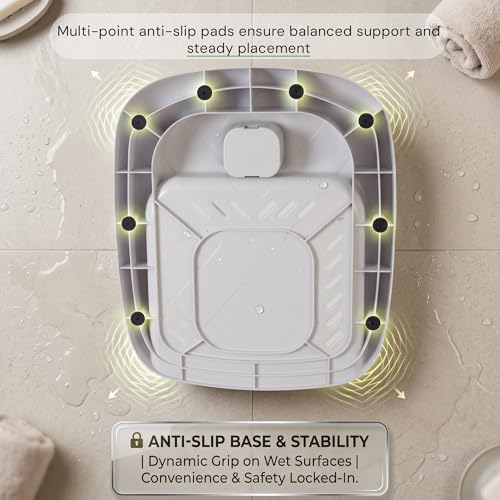 Image of BAYBEE Shower Bath Stand for Baby for 0 - 3 Years for Kids | Duck Design Baby Standing Bath Stand with Adjustable Height & Width | Portable Kids Bathstand with Shower Holder & Anti-Slip Base (Grey)