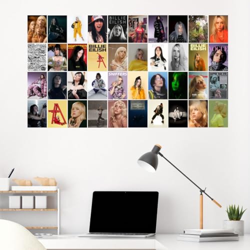 Image of auraposter Paper Billie Eilish Poster (Set of 40) Mini Posters (15 x10 cm) Billie Eilish's songs for Wall, Bedroom, Living room | Singer Billie Eilish Posters | Glue Dots Included