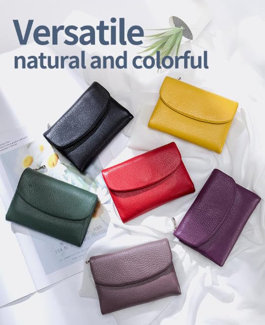 Unisex Pebble Leather Wallet,Small Compact Bifold Pocket Purse With Credit Card Holder,Coin Holder & Cash Slots,For Men Women Everyday Use (Black,Leather)2