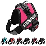 ALBCORP Service Dog Vest Harness – Reflective, No-Pull Harness with Handle & Comfy Mesh Padding – Sizes XXS-XL for Puppies, Small & Large Dogs – 2 Removable Service Patches Included (XXS, Pink)