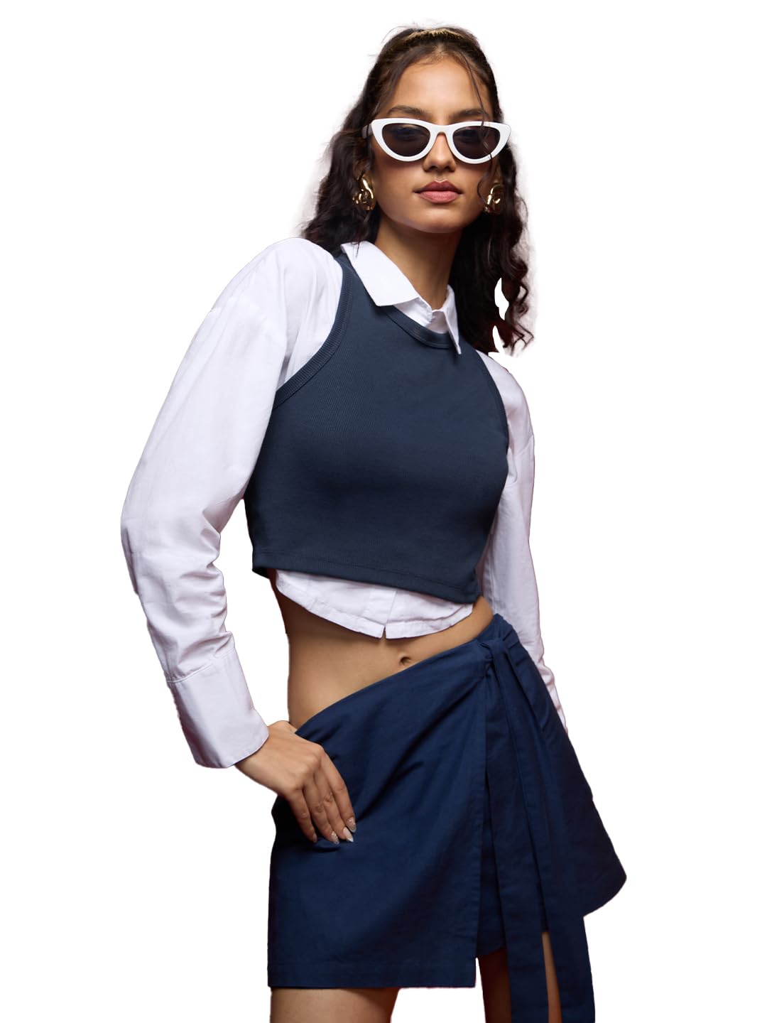 The Souled Store Women Cotton Blend Solid Slim Fit Blouse-picture-29