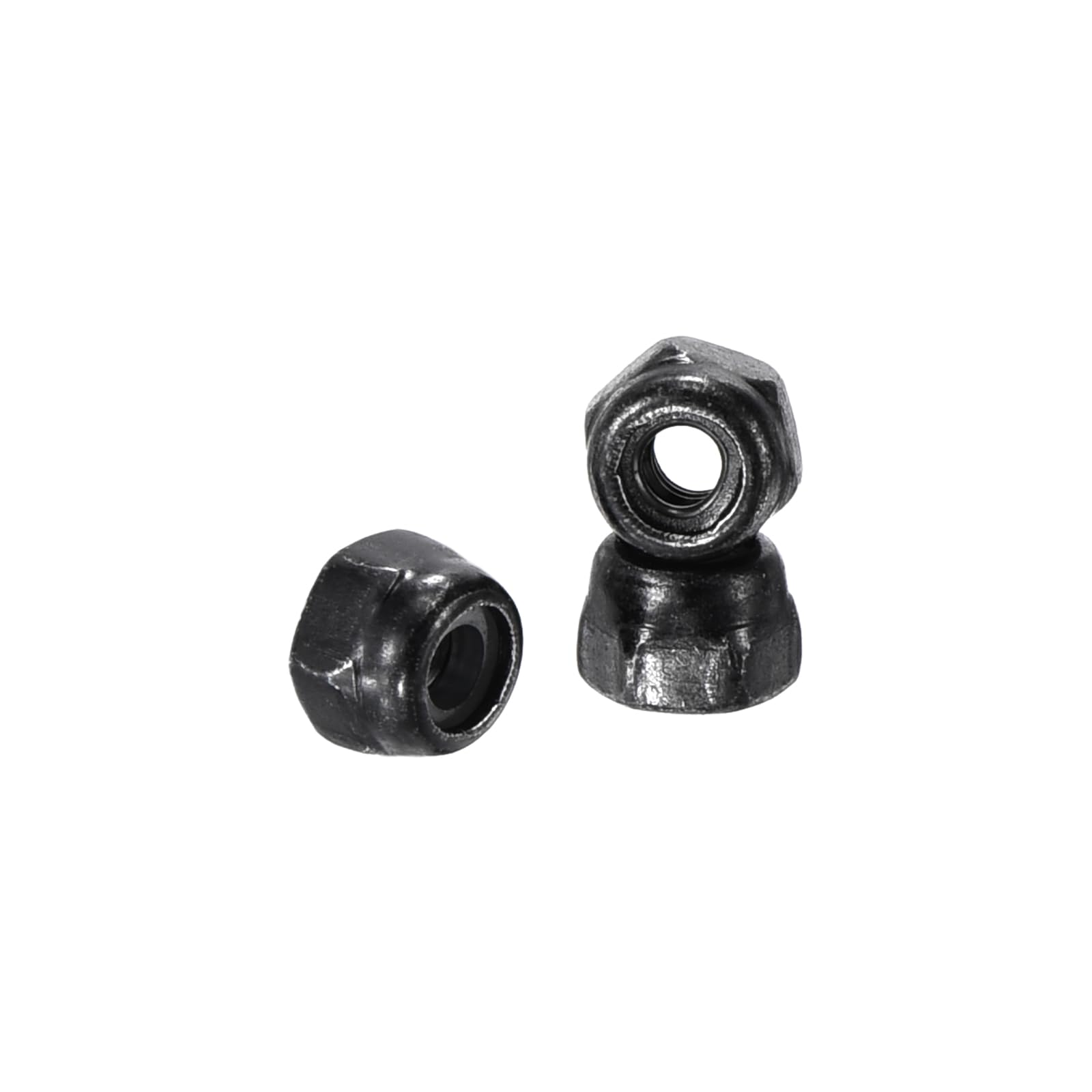 Kozelo 100Pcs M2-0.4 Nylon Locking Hex Nuts CarbonSteel Black