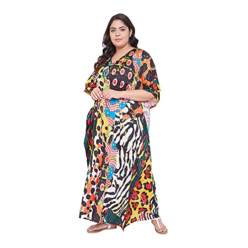 Image of Oussum Women Plus Size Kaftan Kimono Loose Maxi summer dresses for women Beach 3 /4 Sleeve Casual lounge dress Boho