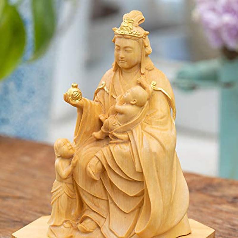 Amazon｜木彫りの仏像 鬼子母神【守り本尊】子育安産 ツゲ製高級木彫り