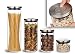 Airtight Glass Storage Container Set - One Button Seal - Set of 4 - Highest Quality, Stacking Borosilicate Jars, New Brushed Stainless Steel Lid by ELEMENTAL KITCHEN