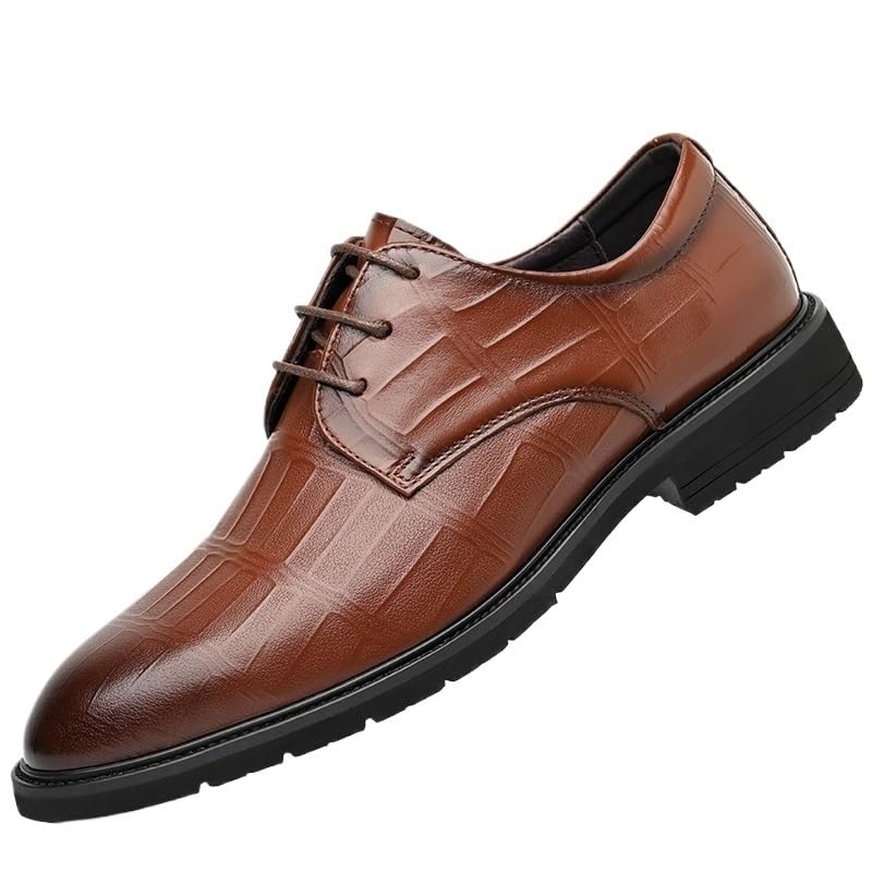 Men's Oxford Dress Shoes Leather Lace Up Round Toe Slip Resistant Rubber Sole Business Working Shoes